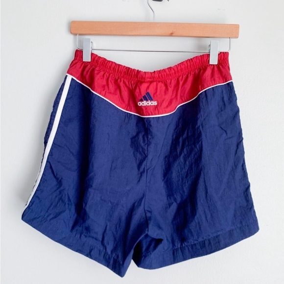 Vtg 80s 90s Adidas nylon windbreaker shorts blue red white size small - Picture 1 of 6